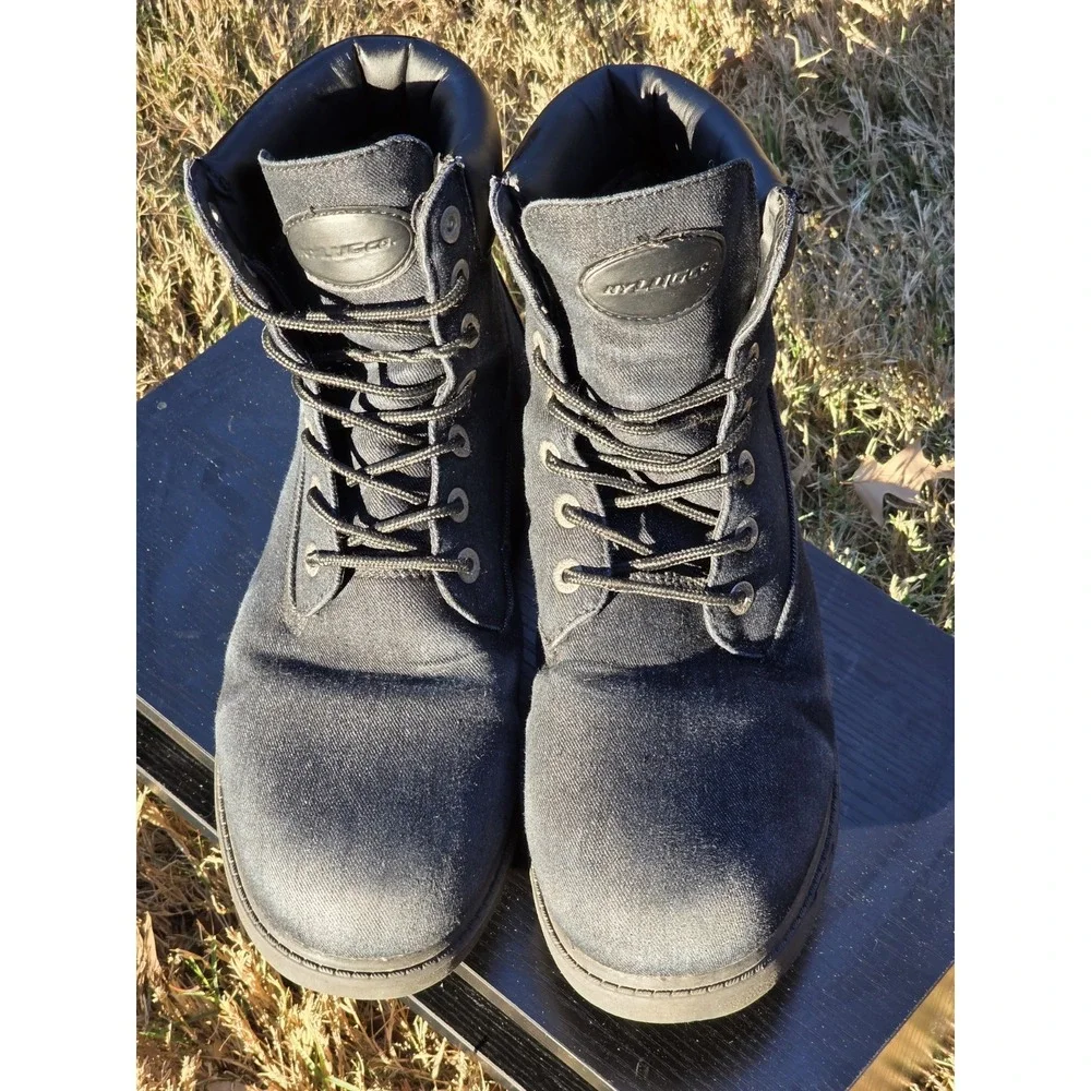 Lugz Mantle Hi Mens Denim Boots Black Textile Lace Up Work Boots Size 11